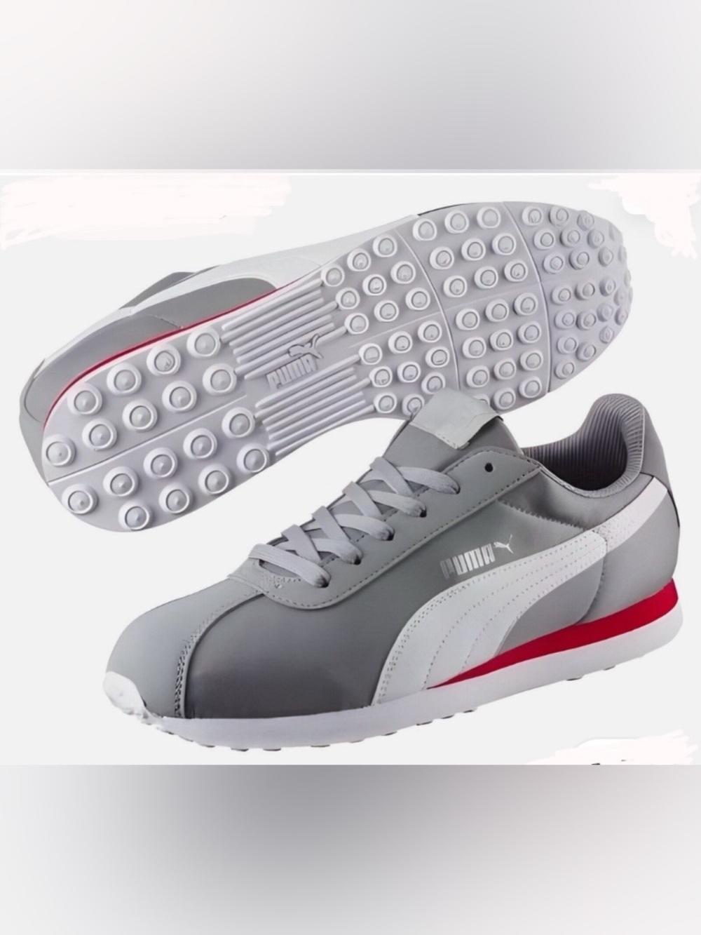 Womens Gray, White & Red Classic Runner